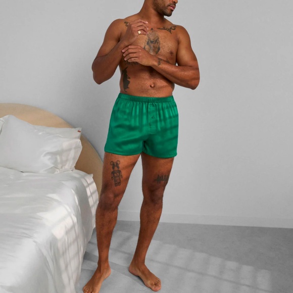 LUNYA BNWT Men's Washable Silk Boxer in Estuarine Green Size XXL